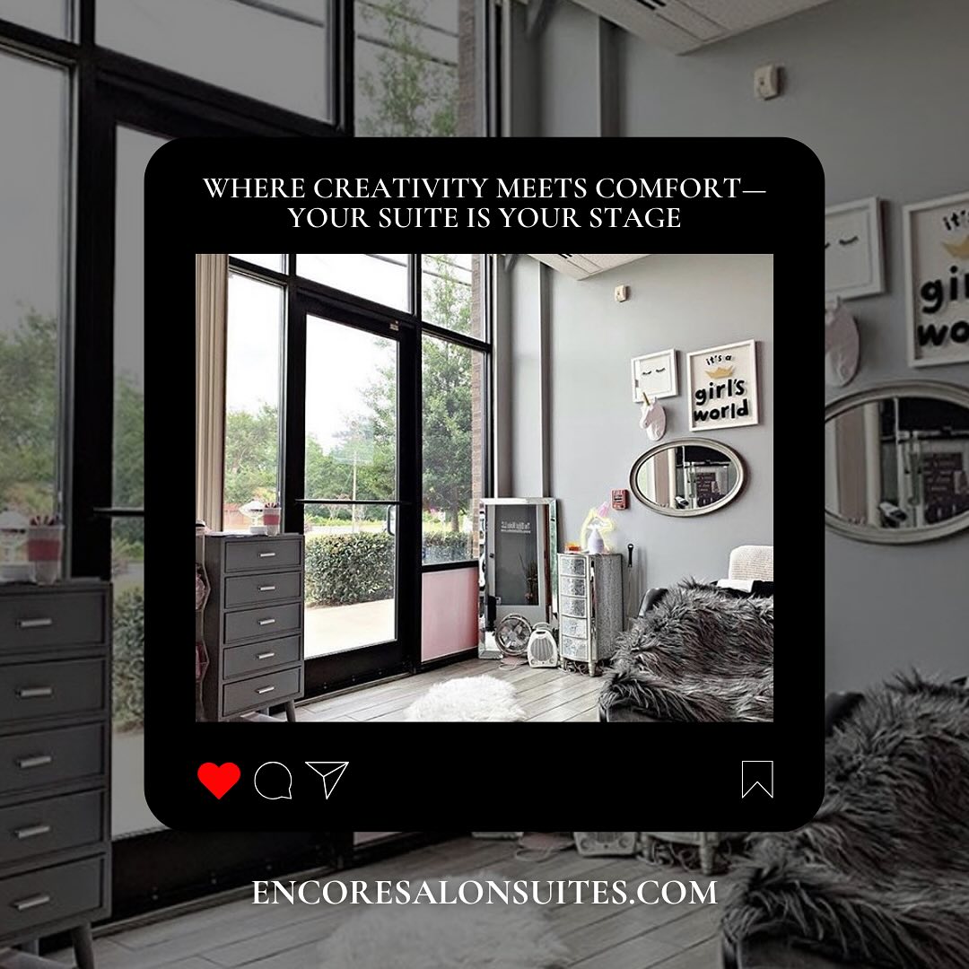 ✨ Where Creativity Meets Comfort – Your Suite, Your Stage! ✨

At Encore Salon Suites, we provide more than just a workspace—we offer a luxurious, fully customizable suite designed to help your business thrive! With amenities like a relaxing break room, dedicated color & wash stations, and free marketing support, you’ll have everything you need to build your brand in style.

Step into your spotlight and take control of your future—because at Encore, your suite is your stage! 

📍 Locations: Woodstock | Sandy Springs | Midtown | Marietta | Sandy Springs North (Coming Soon!)

#mariettabarber #woodstockbarbers #sandyspringsstylist #salonsuitesatlanta #atlantasalonspace #mariettasalonsuites #atlsalonsuite #woodstockGA #encoresalonsuites #mariettaesthetician #woodstockmua #mariettahairsalon #woodstock #mariettarental #encoresalonsuitesmarietta #sandyspringsmassagetherapist #mariettamua #mariettastylist #mariettabarbers #mariettastylists #atlaesthetician #atlhair #atlbraids #woodstockstylists #sandyspringsmuas